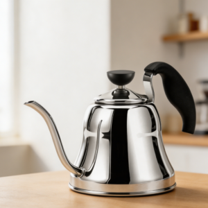 28oz Silver Gooseneck Pour Over Kettle with Flow Control